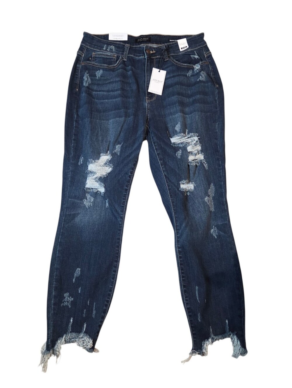 Judy Blue Mid Rise Skinny Fit Distressed Dark WashJeans Ankle 27” Inseam 16W NEW